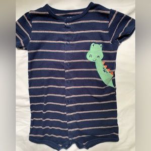 Carter’s 24 m one piece. Dinosaurs and stripes